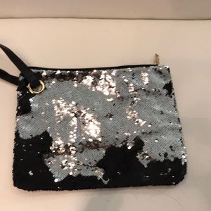 Sequins Black Silver Clutch